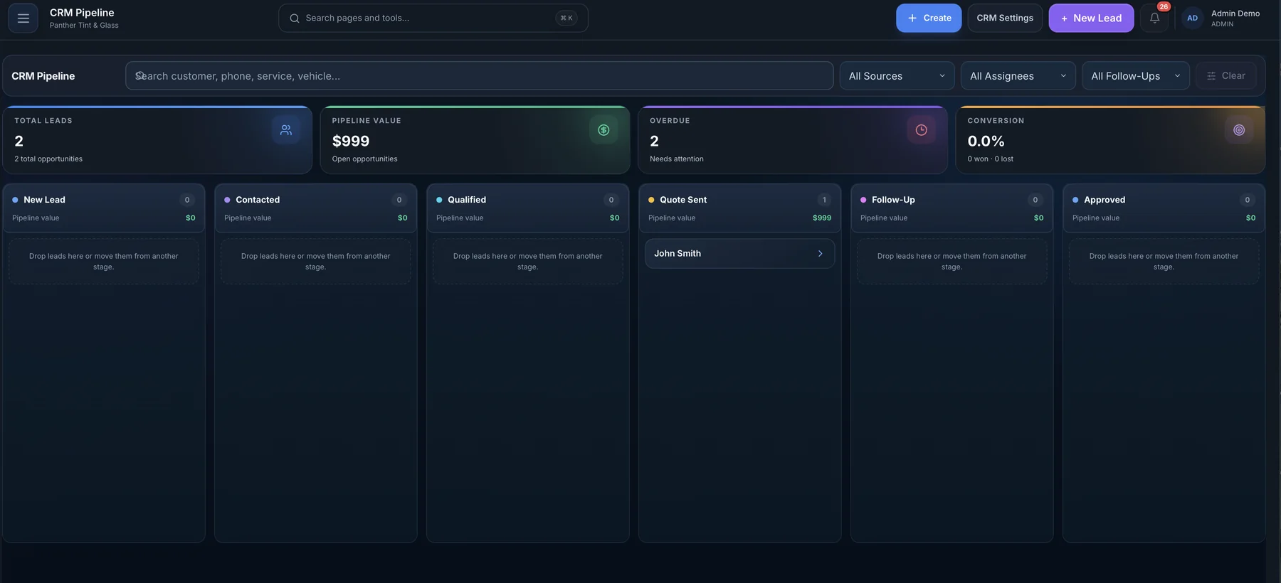 AUTOSMAI CRM pipeline